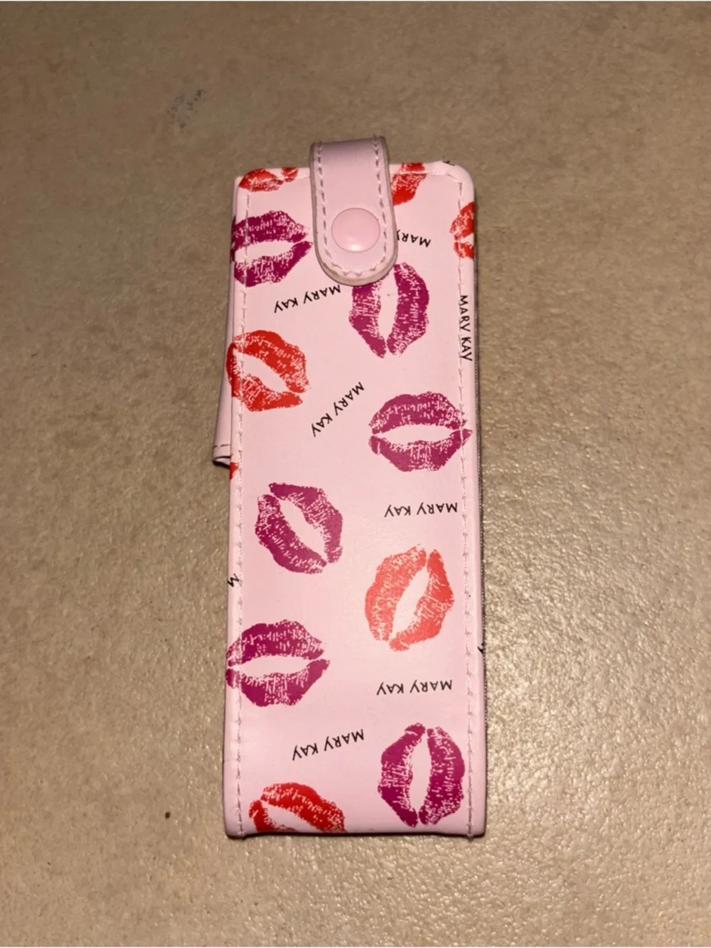 Mary Kay Pink Lip Print Lipstick Case with Mirror